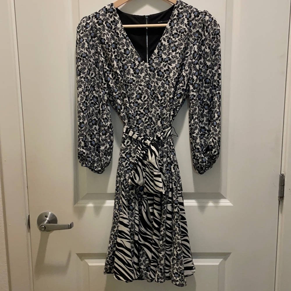 White House Black Market Zebra Floral Print Spring Summer Dress Sz 2